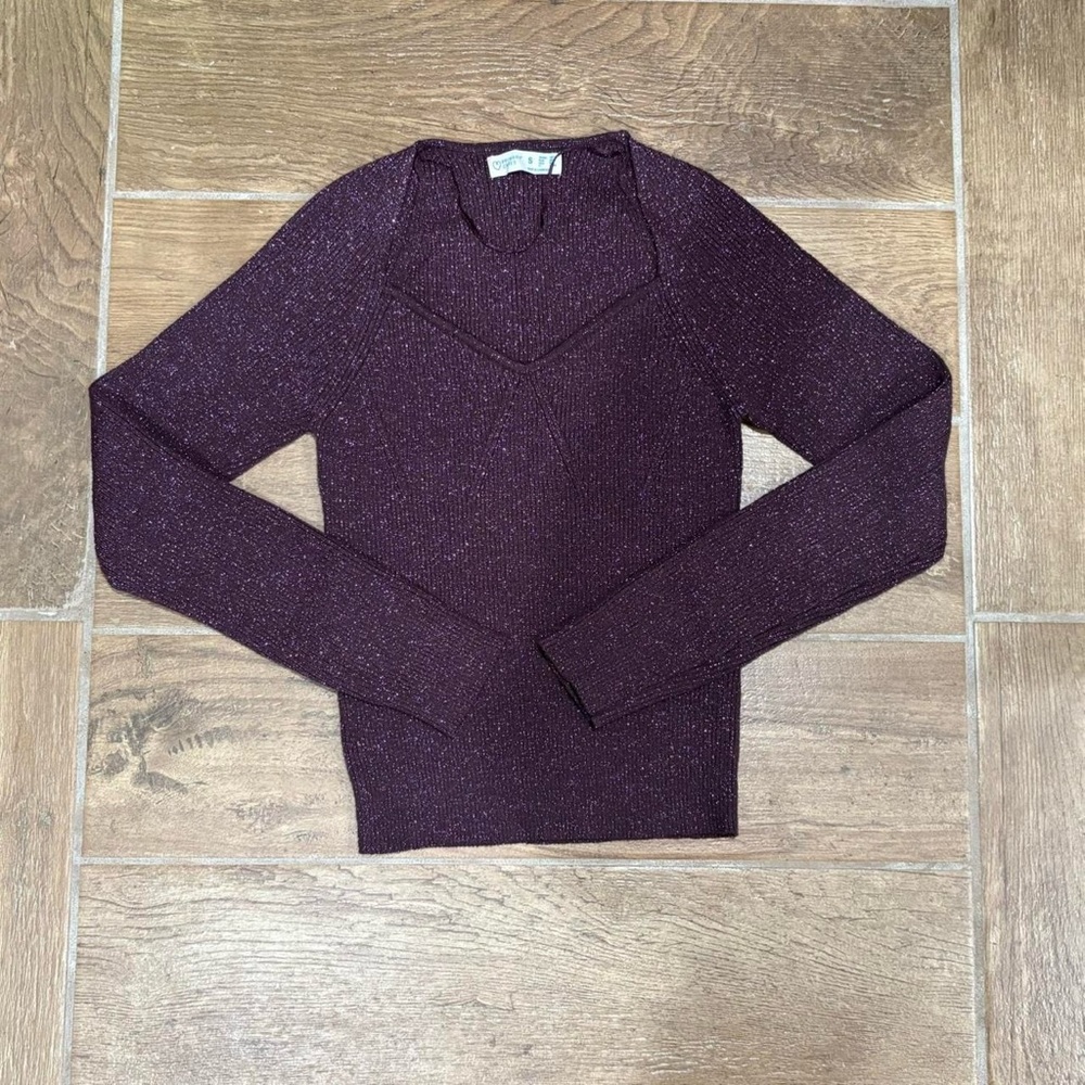 Women’s Sparkle Plum Long-Sleeve Sweater - Size S